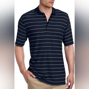 Greg Norman Men's Navy Blue Striped Polo Shirt Size Large